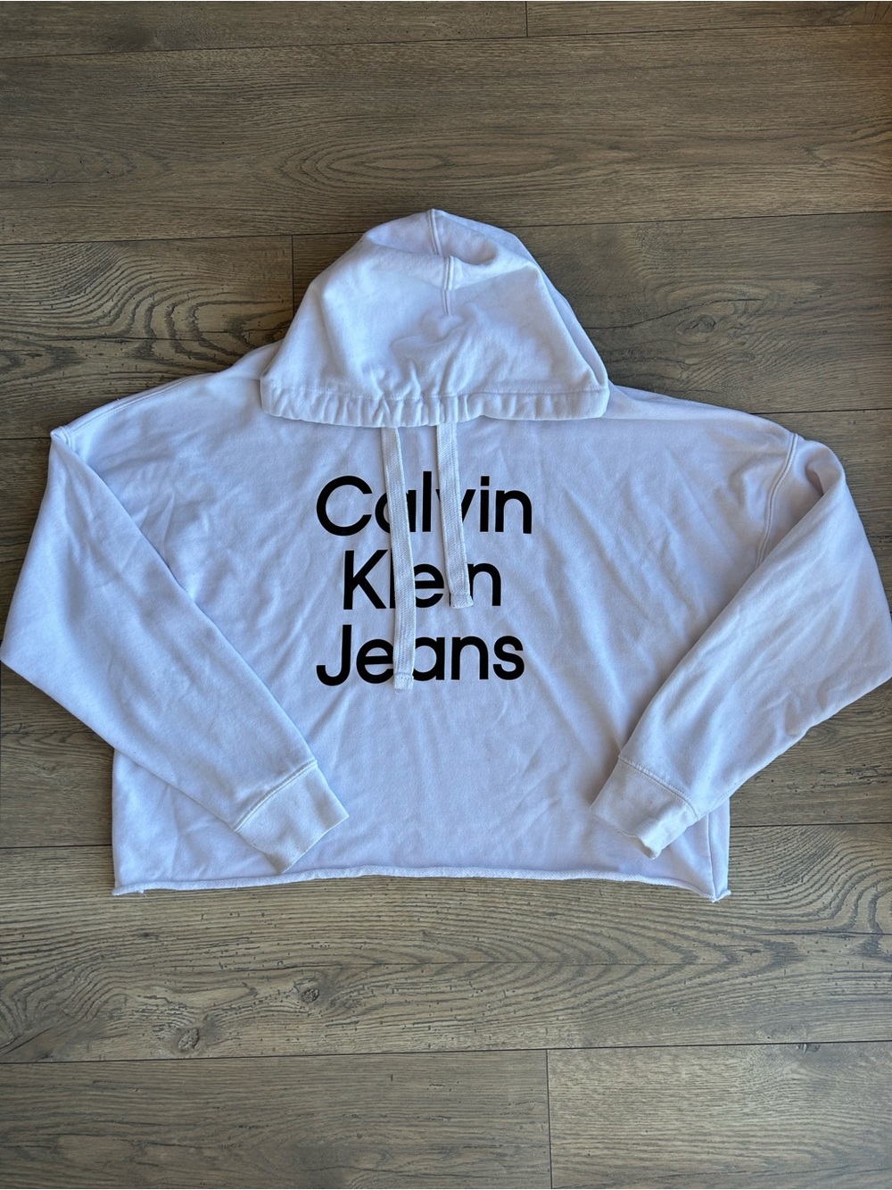Calvin Klein Jeans Cropped Hoodie with Black Logo